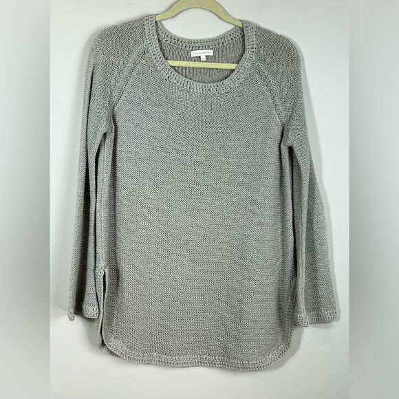 Ann Mashburn Knitted Braided Gray Pullover Sweater Medium Designer Side Slit - Picture 1 of 6